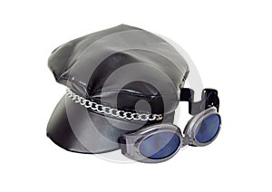 Biker cap and goggles