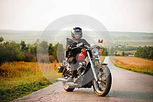 Biker on the country road