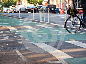 Biker Crossing Cycle Path in New York