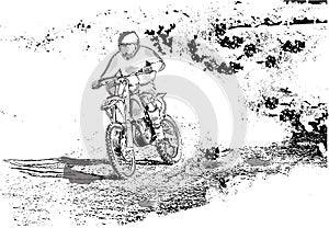Biker driving with fast speed extreme competition Vector illustrations