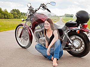 Biker girl on a motorcycle