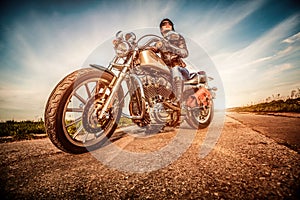 Biker girl on a motorcycle