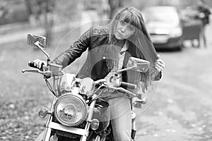 Biker girl on motorcycle