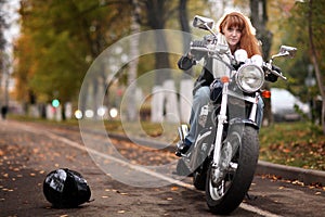 Biker girl on motorcycle