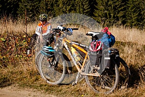 Biker girl rest during the ride