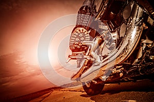 Biker girl riding on a motorcycle