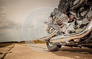 Biker girl riding on a motorcycle