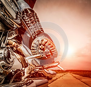 Biker girl riding on a motorcycle