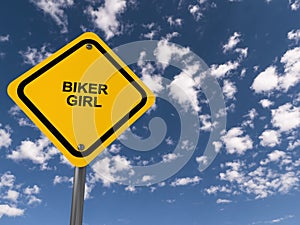 Biker girl traffic sign