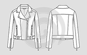 Biker jacket. Fashion sketch. Vector illustration photo