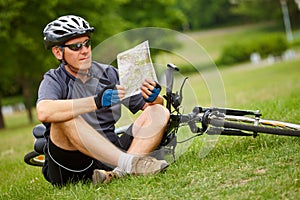 Biker with map