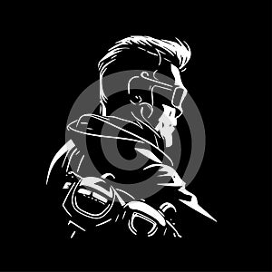 Biker - minimalist and simple silhouette - vector illustration
