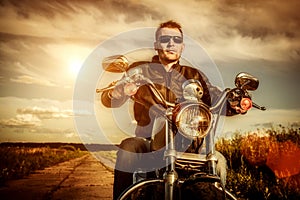 Biker on a motorcycle