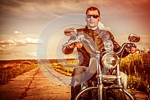 Biker on a motorcycle