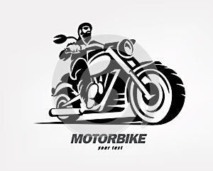 Biker, motorcycle grunge vector silhouette