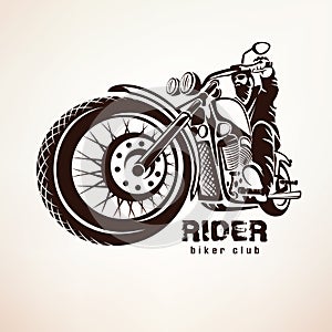 Biker, motorcycle grunge vector silhouette