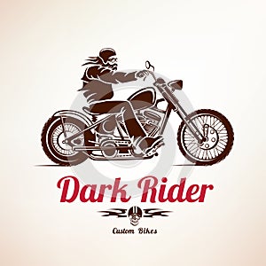 Biker, motorcycle grunge vector silhouette