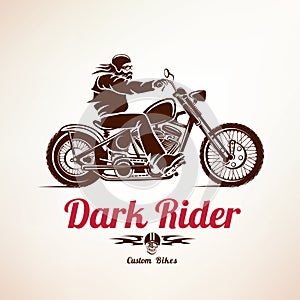 Biker, motorcycle grunge vector silhouette photo