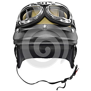 Biker motorcycle helmet with goggles and