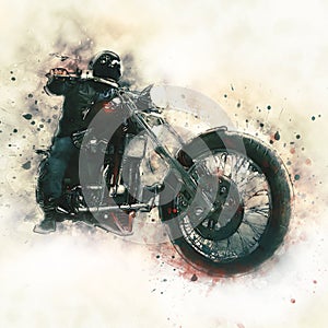 Biker on a motorcycle