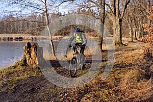 Biker near the pond, Czech republic