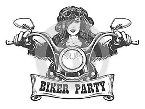 Biker Party Hand drawn Illustration