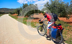 Biker pilgrim in Castile La Mancha