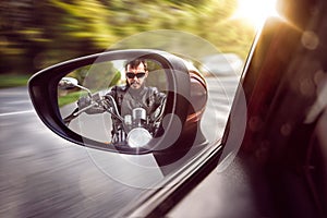 Biker in rear view