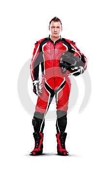 Biker in red full length