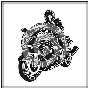 Biker riding a motorcycle . Bikers event or festival emblem.