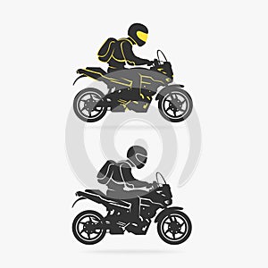 Biker Riding Motorcycle Vector Illustration