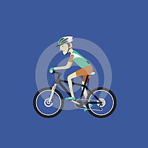 A biker riding a mountain bike, Vector illustration