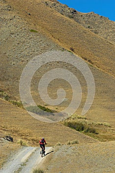 Biker on rural road