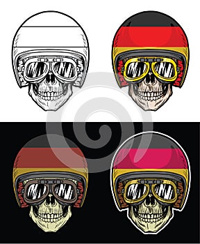 Biker Skull Germany Flag Helmet