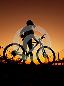Biker wearing a gas mask due to polution photo