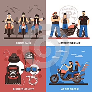Bikers Concept Icons Set