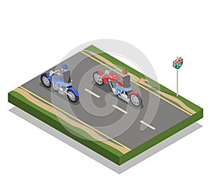 Bikers Isometric Composition