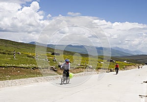 Bikers in mountain aera photo
