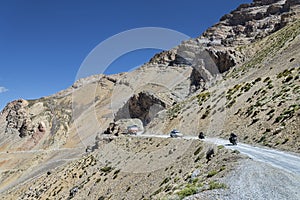 Bikers riding in mountains