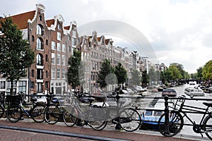 Bikes on the bridge in Amsterdam