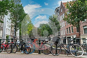 BIkes on a bridge in Amsterdam