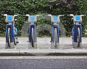 Bikes for rent in London.