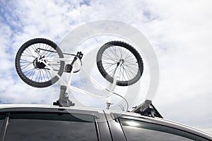 Bikes on the roof of a car