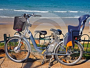 Bikes stands near the sea