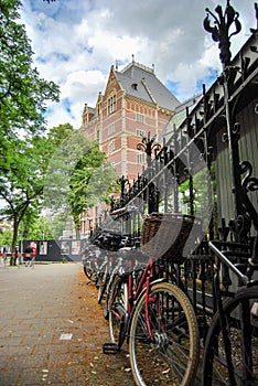 Bikes on the street of Amsterdam