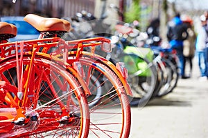 Bikes on street in city