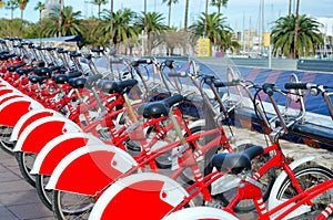 Bikes on the waterfront in Barcelona