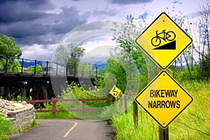 Bikeway Narrows Sign