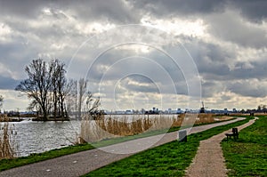 Biking and hiking along the river