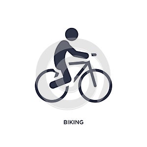 biking icon on white background. Simple element illustration from activities concept
